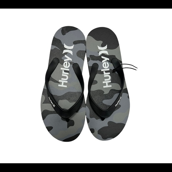Hurley Mens Size 9 Flip Flops Black Gray Sandals Camo camouflage slides - Picture 15 of 15